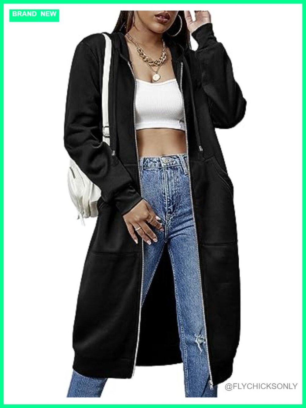 Women's Knee Length Fleece Zip-Up Hoodie Long Tunic Sweatshirt Jacket